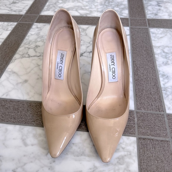 Jimmy Choo nude beige pointy pumps 7.5 - Picture 1 of 8
